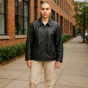 Maxima Wilsons Jacket Womens Large‎ Black Leather Motocore Bikercore Y2K